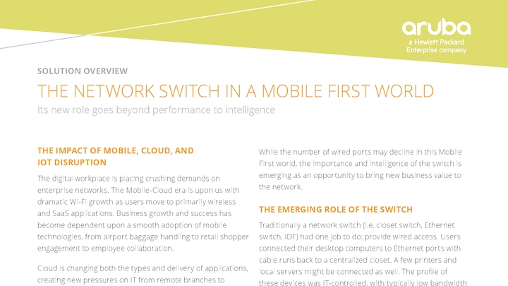 The Network Switch in the a Mobile First World