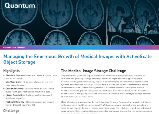 medical image storage quantum solution brief