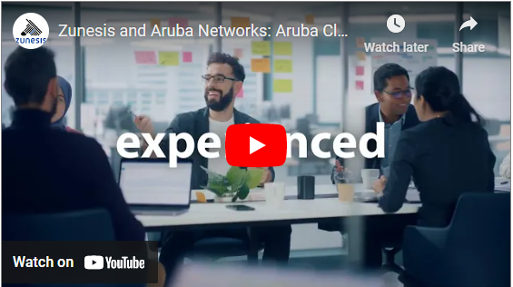 Aruba ClearPass Video: employees around a table talking
